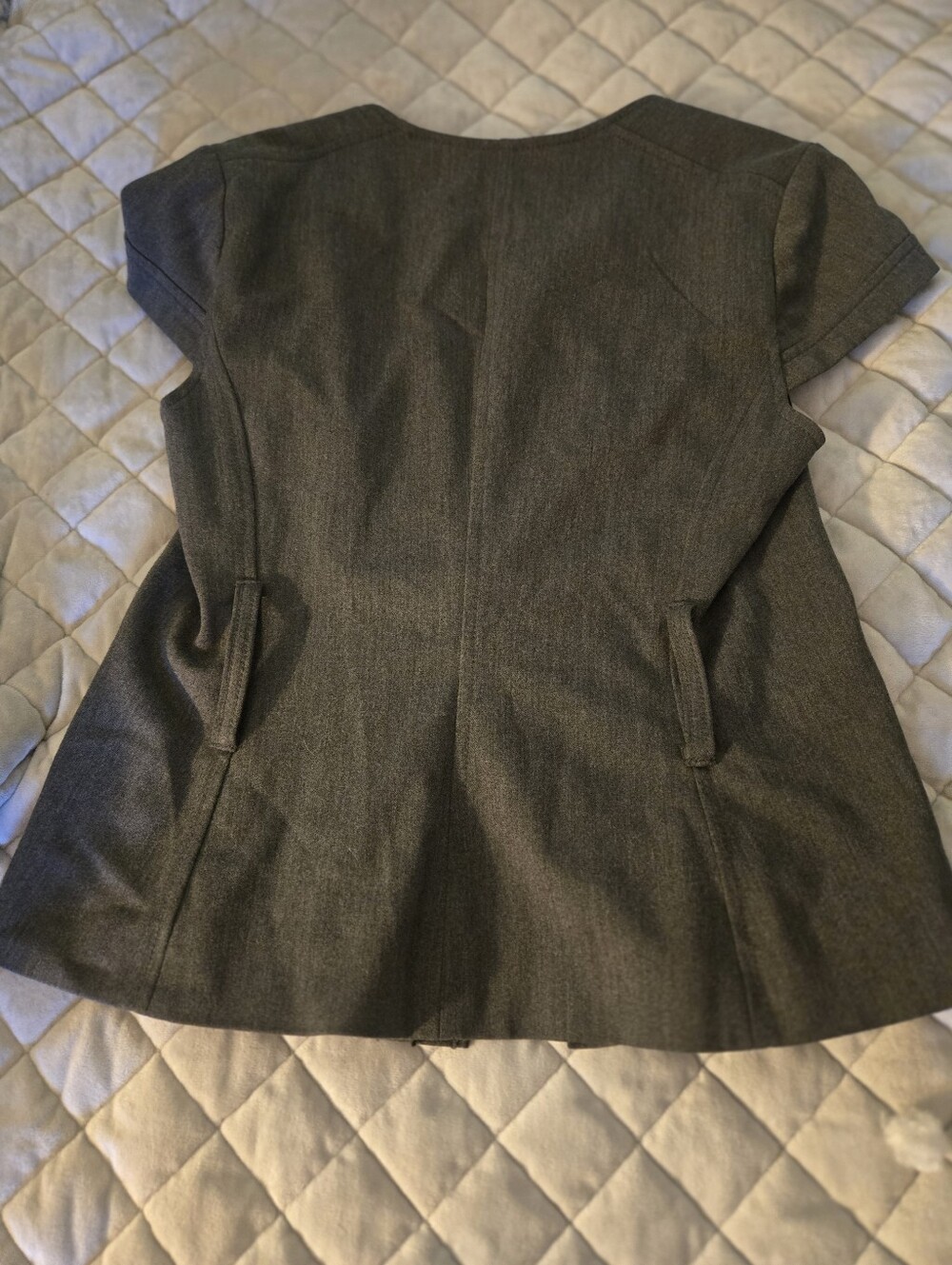 Express Vintage looking Women's Gray Button-Front Fit & Flare suit jacket. - Picture 6 of 8